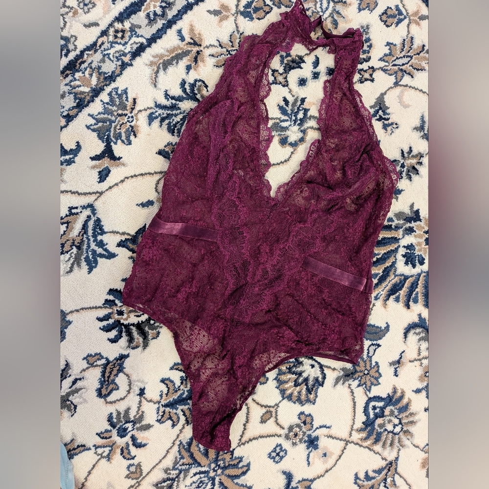 Victoria's Secret Burgundy Lace Bodysuit